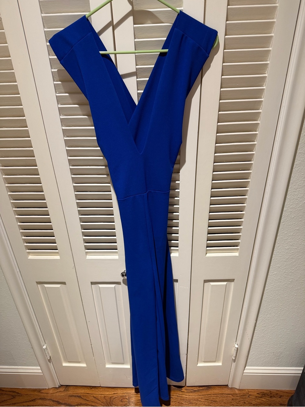 Lulu's Royal Blue Sleeveless Deep V Wide-Leg Jumpsuit - Picture 3 of 4